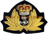 Embroidery Bullion Cap Badge - Embroidery Wreath Gold Silver Anchor
